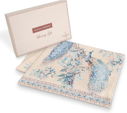 Maison d' Hermine Tablerunners 100% Combed Cotton Premium Table Runner Decorative Table Cover, Home, Kitchen & Camping, Peacock Utopia - Sandy Beach, Double Layer - (14.5"x72")