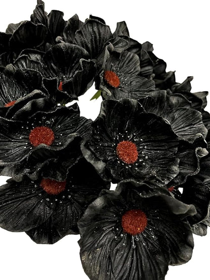 14Pcs Real Touch Anemone Poppy Bouquet for Artificial Flower Decor Kitchen Table Centerpiece Vase Home Greenery Wedding Holding Flowers Backdrop Arch Wall (Black)
