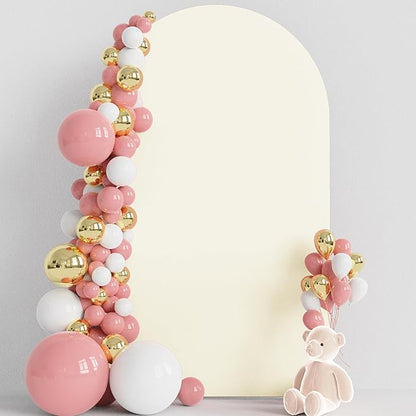 Wokceer Wedding Arch Cover 8FT Spandex Fitted Wedding Arch Stand Covers Round Top Chiara Arch Backdrop Cover for Birthday Party Ceremony Banquet Decoration Ivory