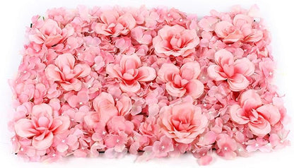 Gdrasuya10 12 Pcs Artificial Flower Wall Panels 3D Flower Background Panel for Wall, 40x60cm Wedding Flower Decorations Wall Silk Rose Panels for Party, Nail, Photo Areas, Stage Background (Pink)