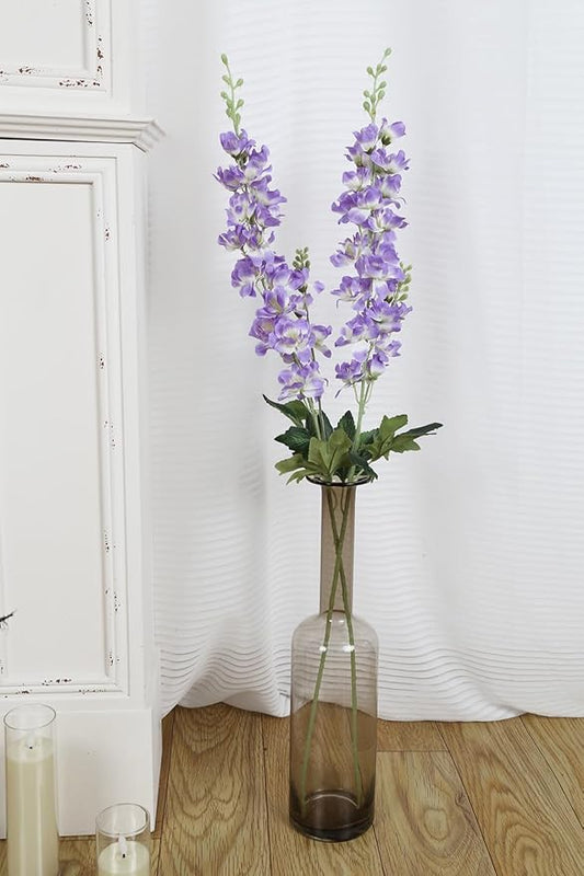 8PCS Purple Delphinium Artificial Flowers 33.5'' Faux Delphinium Bulk Long Stem Silk Larkspur Flowers for Tall Vase Home Wedding Garden Table Decor(Purple)