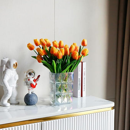 36 PCS Orange Tulips Artificial Flowers 13" PU Fake Flowers for Wedding Home Decor(Orange)