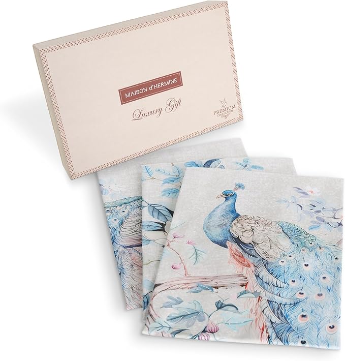 Maison d' Hermine Placemat 100% Combed Cotton Premium Cloth Placemats 13"x19" Washable Place Mats, Home, Kitchen, Dining, Cocktail Parties & Camping - Peacock Utopia (Set of 4)