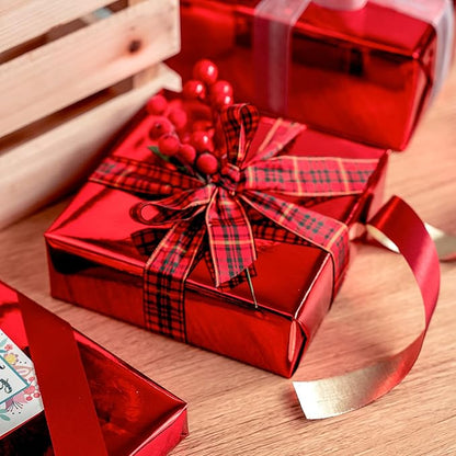 RUSPEPA Red Metallic Wrapping Paper - Christmas Wrapping Paper Perfect for Wedding, Birthday, Christmas, Baby Shower - 17 Inches X 32.8 Feet