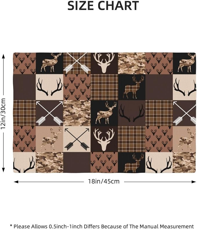 Vintage Camouflage Bear Moose Place Mats Set of 6 Pine Tree Wild Animal Kitchen Dining Table Mat for Indoor Outdoor Decorations 12 X 18 Inch 6 PCS, Style-21