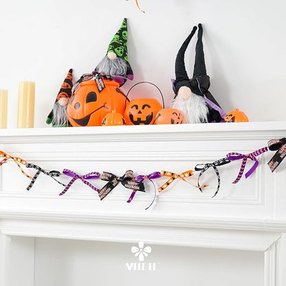 MEEDEE 3/8 inch 1 inch Halloween Ribbon Set Spooky October Ribbon Assortment 5 Rolls 10 Yards Halloween Crafts, Fall Gift Wrap, Party Decorations, Autumn Wreaths, Trim Bundle, Wreath Bow Supplies
