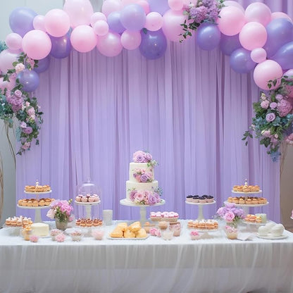 10x10ft Purple Tulle Backdrop Curtain for Parites, Sheer Backdrop Curtains for Wedding Baby Shower Birthday Party Photo Shoot Decorations
