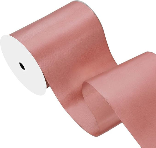 Dusty Pink Satin Ribbon 4 inch X 15 Yards Polyester Ribbon for Gift Wrapping Very Suitable for Weddings Party Hair Bow Invitation Decorations and More