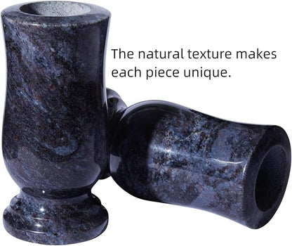 Cemetery Granite Vase for Grave, Natural Stone Heavy Headstone Flower Holder.