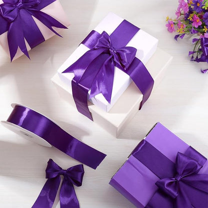 Purple Ribbon 1 1/2 Inch 60 Yards Purple Satin Ribbon Halloween Ribbons for Fall Decor Bows Crafts Flower Bouquet Wedding Christmas Decorations