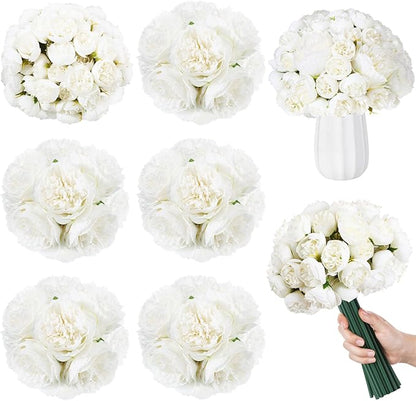 XunYee 85 Pcs Artificial Peony Flower Bulk for Wedding Party Faux Peony Bouquet Silk Florals Arrangements for Wedding Table Centerpiece Festival Birthday Vase Decoration(White)