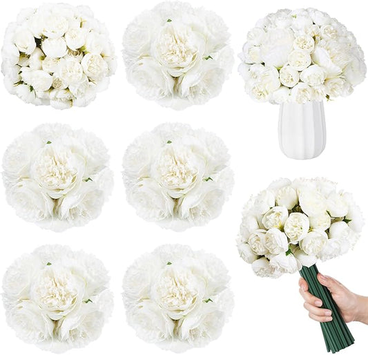XunYee 85 Pcs Artificial Peony Flower Bulk for Wedding Party Faux Peony Bouquet Silk Florals Arrangements for Wedding Table Centerpiece Festival Birthday Vase Decoration(White)