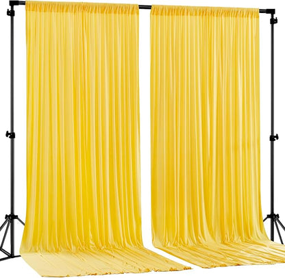 Yellow Backdrop Curtains-Wrinkle-Free Polyester Photography Drapes Party Curtain Background for Baby Shower Wedding Decorations- 8 X10FT (Yellow)