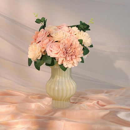 SITUMEIZI Roses Artificial Flowers Combo Pink Flowers Silk Foam Flowers with Stems for DIY Bridal Wedding Bouquet Baby Shower Party Home Decor Floral Arrangements 23pcs