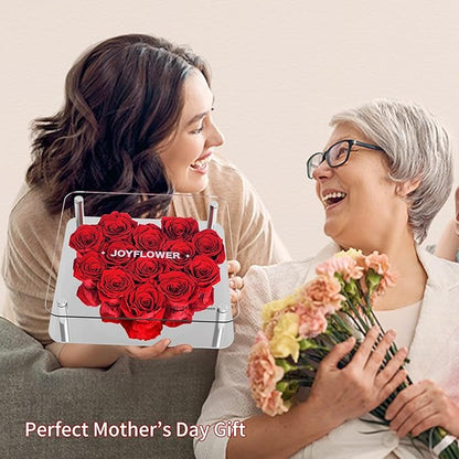 JoyFlower Preserved Flowers for Her, Real Red Eternal Roses Birthday Gift with Elegant Gift Box Forever Flower for Girlfriend Wife Mom Women in Valentine's Mother's Day Wedding Anniversary Christmas