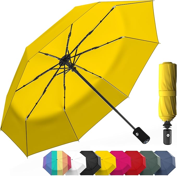 Rain-Mate Windproof Compact Umbrellas for Rain - Strong Reinforced Fiberglass Rib Design & Auto Open & Close - Portable Folding Travel Umbrella - Lightweight & Packable for Women & Men, Easy Collapse