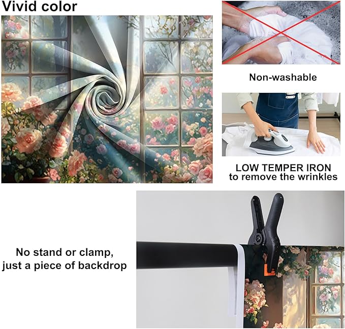 Baocicco 10x8ft Window Floral Backdrop Photography Flowers Wedding Bridal Shower Photography Background Retro Oil Painting Flower Banner for Girls Women Birthday Newborn Party Decorations Props