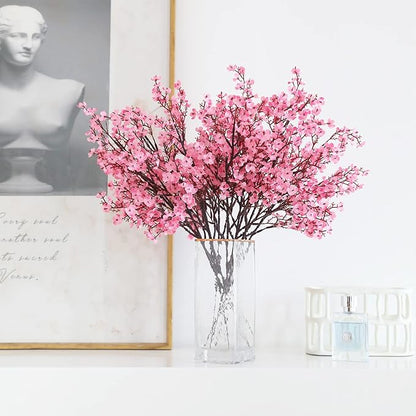 Hananona 10 Pcs Artificial Babys Breath Flowers Spring Flowers Fake Pink Silk Flowers for Home Decor Wedding Floral Arrangement Valentine's Day Table Centerpieces (10, Pink)