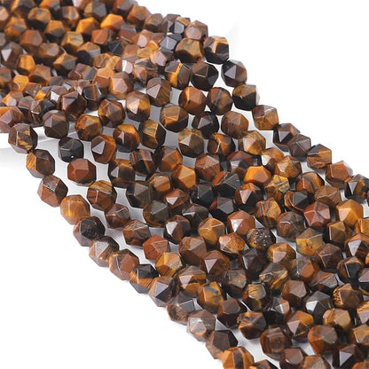 Faceted Natural Yellow Tiger Eye Stone Round Beads 6mm 36cm/Strand for Jewelry Making