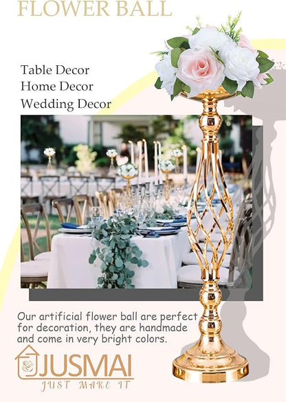 Artificial Flowers Ball 4 Pcs - Blush White Wedding Table Centerpiece Decorations for Flower Arrangements