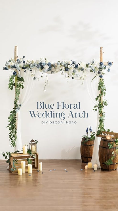 Ling's moment Artificial Flowers, 50Pcs 3" Roses in Dusty Blue Shades, Realistic DIY Foam Floral Decor for Wedding Bouquets/Centerpieces, Outdoor Party Backdrops, Room/Table, Garden/Pot Decorations