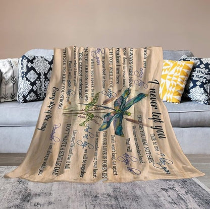 Dragonfly Blanket Memorial Sympathy Gifts for Girls Women Loved One I Never Left You Throw Blanket for Kids Adults Soft Warm Cozy Fleece Blanket for Couch Sofa Bed 60"x80"