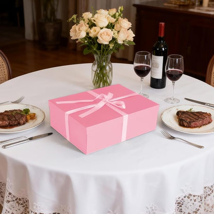 Gift Box, 16.5x13x5.5 inches Large Pink Gift Boxes with Lids for Presents, Birthday Box Contains Card Ribbon Shredded Paper Filler, Gift Wrap Boxes for Valentine Mother's Day Christmas Anniversary