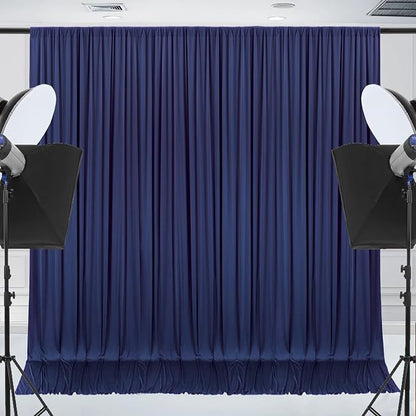 30x10ft Wrinkle Free Navy Blue Backdrop Curtain for Parties Soft Fabric Drapes Wedding Curtain Backdrop for Birthday Party Decorations Background for Photography 5x10ft, 6 Panels