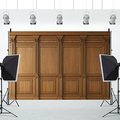 AOFOTO Vintage Room Inside Backdrop Classic French Frame Light Brown Walls Photo Background for Wedding Bridal Shower Party Banner Home Headboard Decor Wall Photo Studio Booth Props 8x6ft