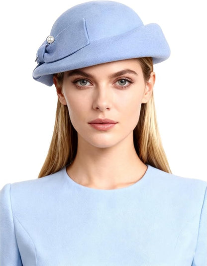 Women Wool Felt Ribbon French Fashion Vintage Millinery Beret Hats Top Cap Ladies Party Wedding Fedoras Chapeau