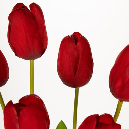 6PCS 23" Fake Tulip Flowers Artificial Red Tulips Long Stem Faux Flower, Silk Flower Décor for Floral Arrangement Home Farmhouse Wedding Decoration