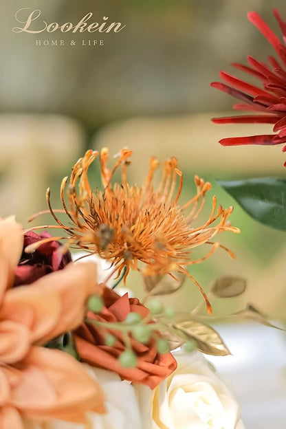 Lookein Artificial Flowers for DIY Wedding Decoration Bridal Bouquet Table Centerpieces Flower Garland Arch Flower Decoration Home Decor, Rustic Terracotta