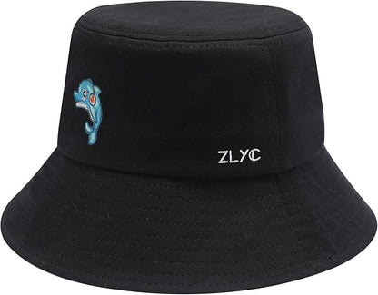 ZLYC Unisex Fashion Embroidered Bucket Hat Summer Fisherman Cap for Men Women