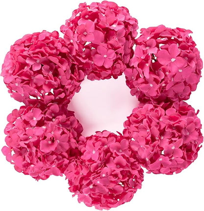 DuHouse 8.7" Silk Hydrangea Flower Heads with Stems Fake Hydrangeas Flowers for DIY Wedding Centerpiece Home Decor,Pack of 6(Fuchsia)
