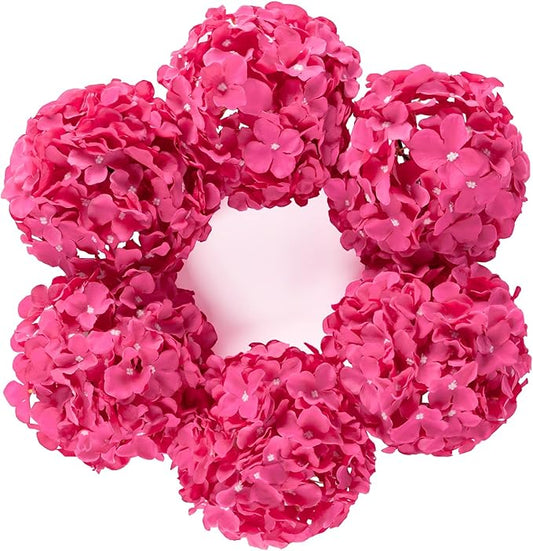 DuHouse 8.7" Silk Hydrangea Flower Heads with Stems Fake Hydrangeas Flowers for DIY Wedding Centerpiece Home Decor,Pack of 6(Fuchsia)