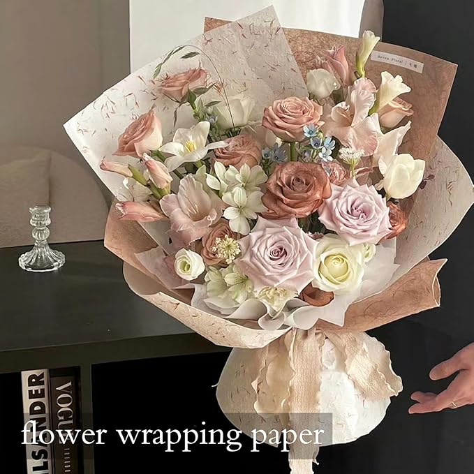 LLBWKC 40 Sheets Flower Wrapping Papers, Korean Cotton Wrapping Flower Paper, Non-Woven Floral Wrapping Paper, Waterproof Flower Bouquet Wrapping Papers for Florist Supplies, Gift Packaging 18x23 in