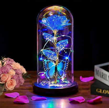 Womens Gifts for Christmas,Christmas Flowers Gifts for Women Mom Sister Grandma Wife Girlfriend, Rose Gifts for Mom,Xmas Gifts Her,Glass Flowers Light Up Rose for Women Blue