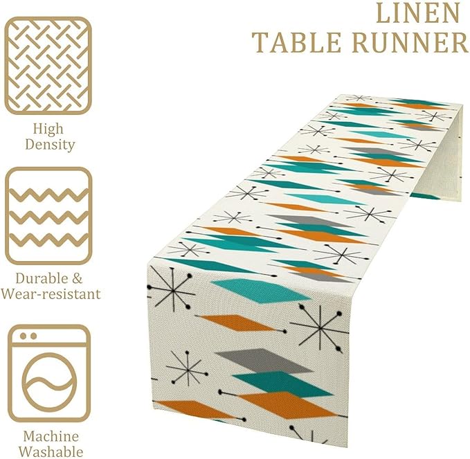 Mid Century Modern Table Runner,Table Runners for Kitchen Dining Modern Tables Decor Decoration for Kitchen Family Dinner Table Holiday Party Farmhouse 13 x 60 Inch