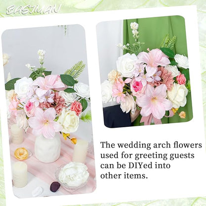 2pcs Wedding Arch Flowers,Wedding Artificial Sign Flower,Welcome Easel Door Decor Wall swags for Reception Backdrop Table Decorations Welcome Sign (Light Pink)