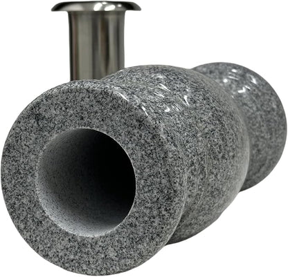 Memorial Cemetery Flower Vase - Real Granite (Grey Granite), with Stainless Steel Inner, Grave Marker, Decorations for Gravesite, Headstone Flowers Holder, Garden Lawn & Yard (4.5x4.5x10)