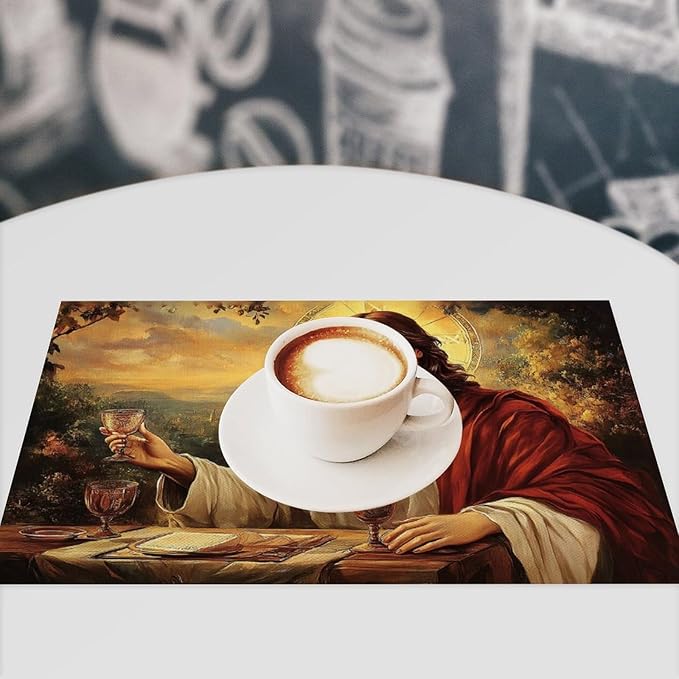 Christian Jesus Placemats Set of 6 Christian Gift Religious Jesus Christ Faith Place Mat Machine Washable Place Mats for Dinner Table Mats 6 PCS