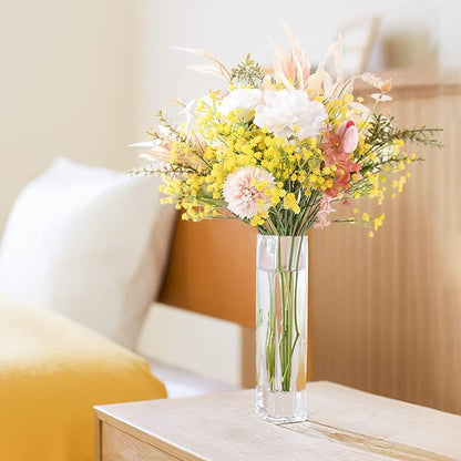 DEEMEI 15 PCS Babys Breath Artificial Flowers Fake Babys Breath Flowers Artificial Bulk Yellow Gypsophila Bouquets Real Touch Faux Flowers for Wedding Floral Arrangement Party Home Decoration
