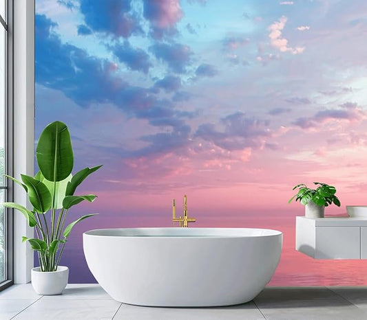 Cliouar-Pink and Blue Clouds Cover The Calm Waters of Lake Onega Peel and Stick 160" x 114"
