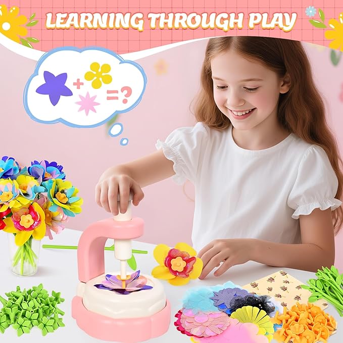 Oviovioi Fabric Flower Bouquets Toys, Arts & Crafts for Kids - Flowers Market Toys,Build Your Flower Bouquet, DIY Toddler Craft Kits for Girls Ages 4 5 6,Ideas Birthday Gifts