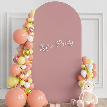 Wokceer 6.6FT Wedding Arch Cover Spandex Fitted Wedding Arch Stand Covers Round Top Chiara Arch Backdrop Cover for Birthday Party Ceremony Banquet Decoration Light Dusty Rose