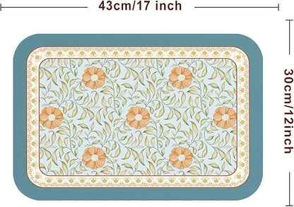 patdrea French Floral Rectangular PVC Placemats, Pack of 6, Waterproof Insulation, Soft and Durable, Suitable for Dining Table, Kitchen and Coffee Table Decoration,12"*17"