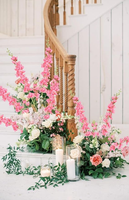 Pink Delphinium Artificial Flowers,8PCS Artificial Snapdragon Flowers 33.5'' Tall Fake Flowers Faux Delphinium Bulk for Tall Vase Home Wedding Garden Table Decor(Pink)