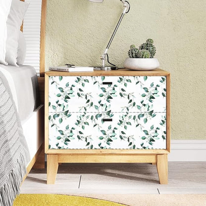 Erfoni Green Leaf Peel and Stick Wallpaper Floral Contact Paper for Bathroom 17.7inch x 236.2inch Eucalyptus Wallpaper Peel and Stick Vintage Flower Decorative Removable Wall Paper Vinyl