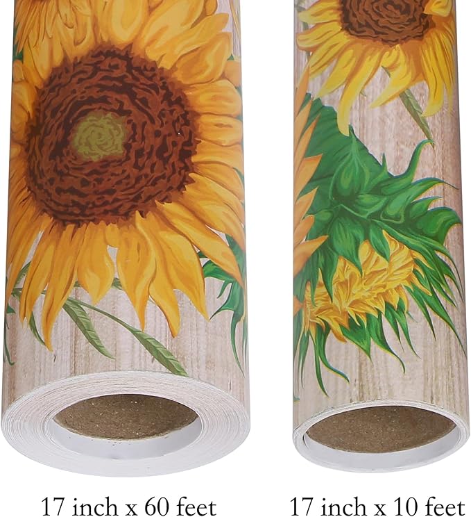 Aimyoo Sunflower Floral Wrapping Paper Roll 17 in x 10 ft, Yellow Flower Gift Wrap for Wedding Bridal Shower Women Birthday