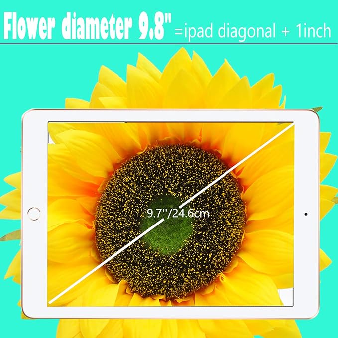Artificial Flower 6pcs 10''W Big Size Silk Sunflower Heads Real Looking Fake Sunflower for Hat Trim Cake Flower Home Décor Flower Wall Wreath Wedding Baby Shower Photography Props(Yellow)